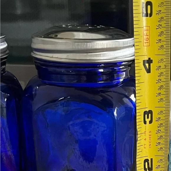 Vintage Cobalt Blue Glass Square Salt and Pepper Shakers Repro - Picture 10 of 10